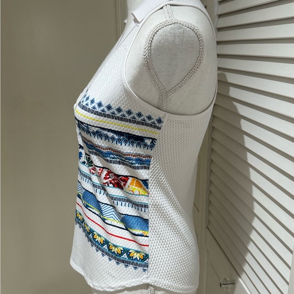 Lucky in Love Stylish White and Blue Women's Top Size XS - Picture 3 of 7